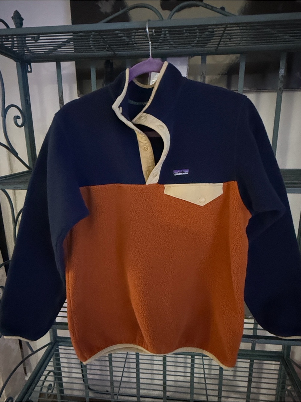 Preloved: Patagonia Men's Navy and Rust Zip-Up Fleece Pullover